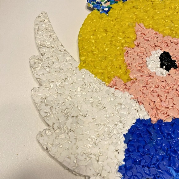 Vintage Melted Plastic Popcorn Christmas Angel Holiday Decor 21" Blue Retro - Picture 8 of 11